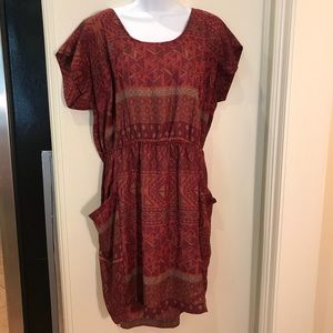 LYS Aztec Print Rust Summer Dress Sundress EUC !!